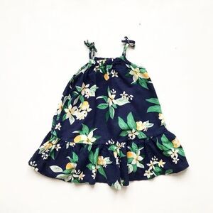 Old Navy blue floral linen tiered dress EUC 2T